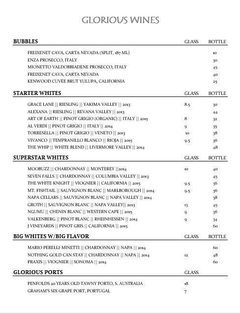 Wine List 1 at Food Glorious Food Tallahassee